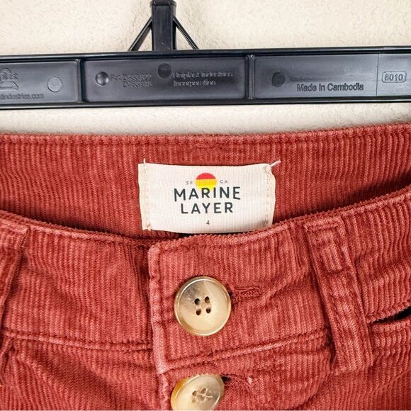 Marine Layer Corduroy Wide Leg Crop Pants Button Fly Fall Brown Size 4 - Picture 4 of 6